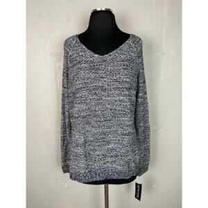 NEW Notations Women’s GARTH Black And White Long Sleeve Knit Sweater Size XL